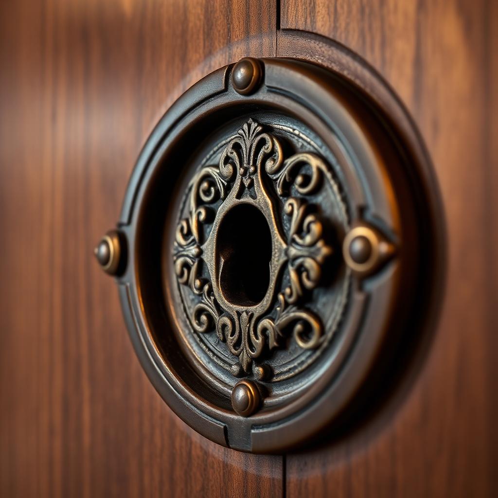 Ornate brass keyhole